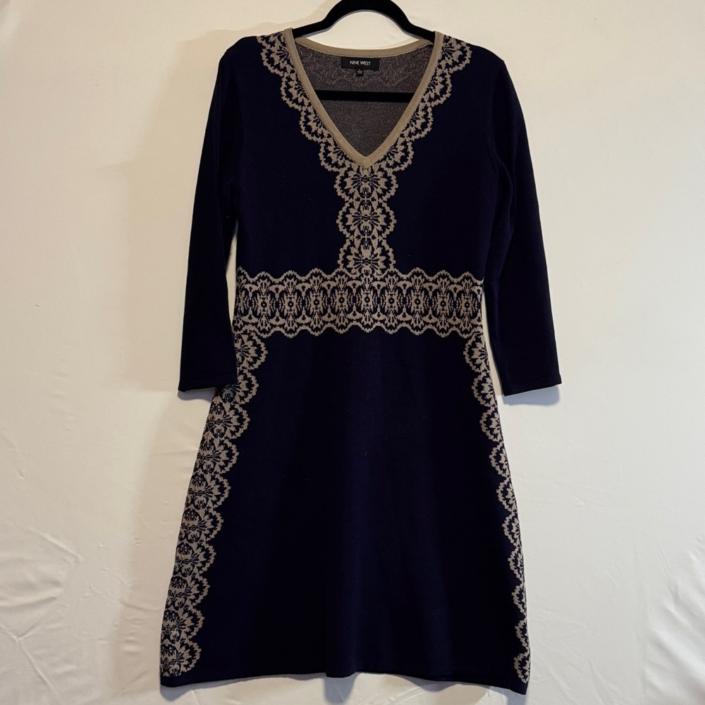 Elegant Purple and Beige Lace Dress